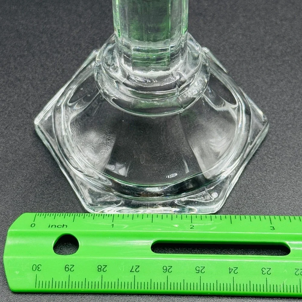 Vintage HOMCO Clear Glass Hurricane Candle Holder Pedestal Candlestick‎ Scallop